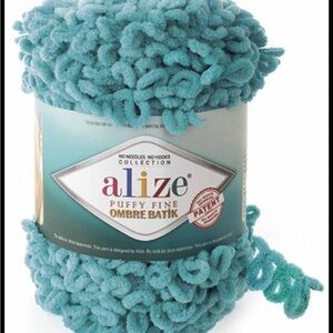 Alize Puffy Fine Ombre Batik Yarn - turquoise